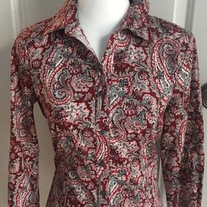 Talbots Sz 8p Button Down Paisley Blouse